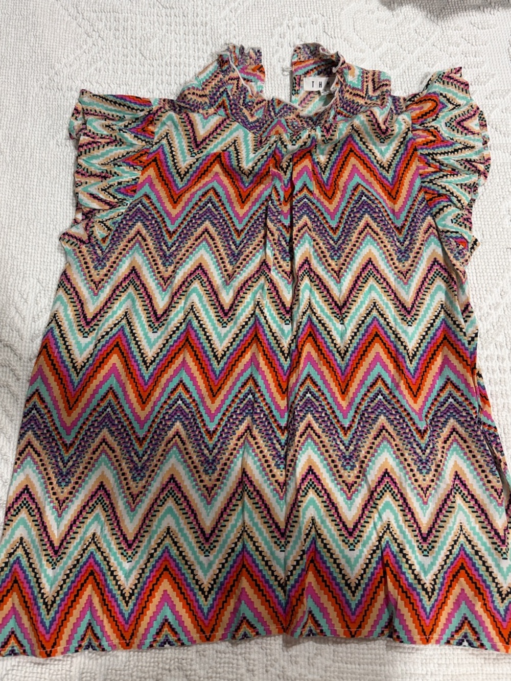 THML Multicolor Chevron Ruffle-Trim Top - Picture 3 of 5